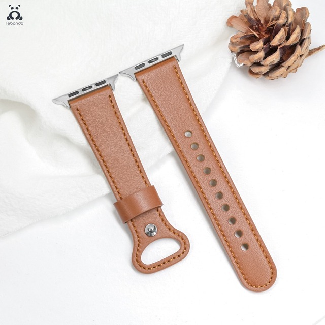 Leather Pin Buckle Strap for Apple Watch Series Strap 7 6 SE 5 4 3 2 Sport Strap Modern Single Loop Design Suitable for iWatch