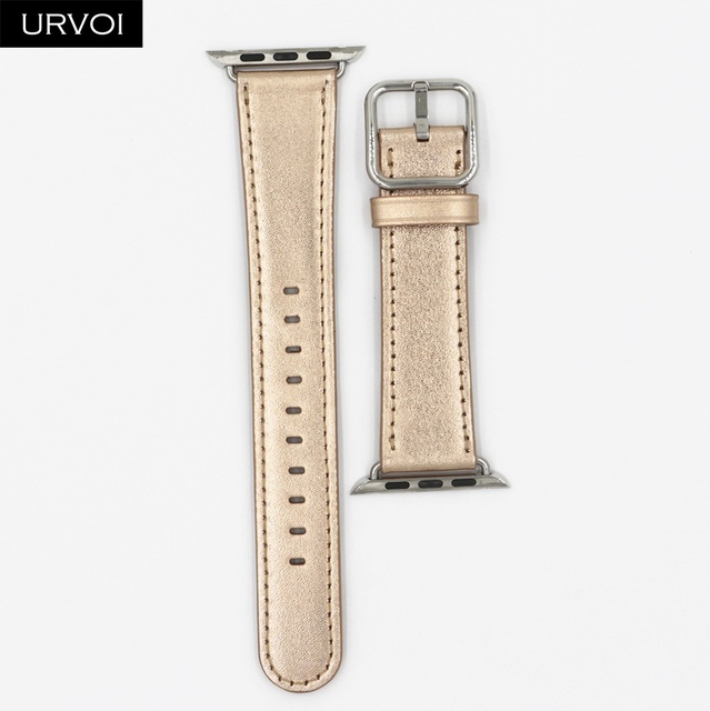 URVOI Band for Apple Watch Series 7 6 SE 5 4 3 Calf Leather Strap for iwatch with Classic Buckle Modern Design GEN.2 41mm 45mm