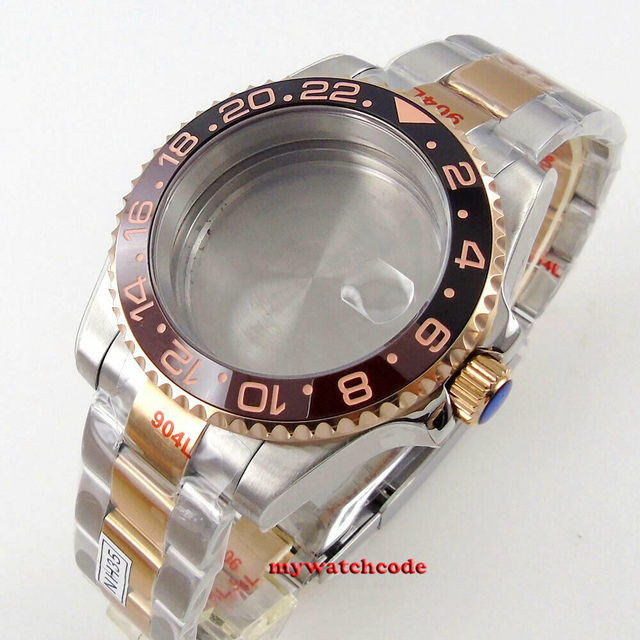 40mm Rotbeer ceramic bezel sapphire watch glass case fit NH35 NH36 2824 2836 Miyota 8215 8205 moveent