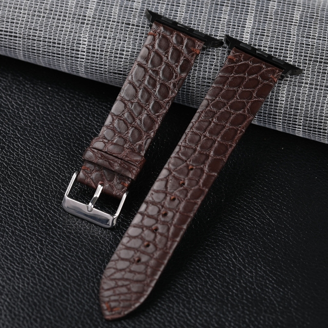 Suitable For Apple Watch Leather Strap iWatch 6/5 strap Crazy Horse brown pattern iwatch 7/SE strap ultra-thin crocodile leather