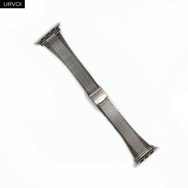 URVOI Stainless Steel Thin Strap for Apple Watch Series 7 6 SE 5 4 3 2 Thin Metal Chain Bracelet Fold Buckle for iWatch 41 45mm