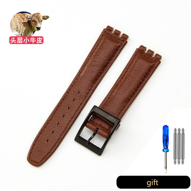 Genuine Leather Watch Strap For Swatch YCS YAS YGS Pin Buckle 17mm 19mm Female Watch Band Blue Red Black Accessories Watchband