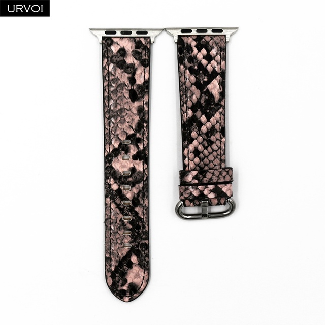 URVOI Leather Strap for Apple Watch Series 7 6 SE 5 4 3 2 1 Strap for iwatch band 41 45mm Microfiber with Python Modern Design