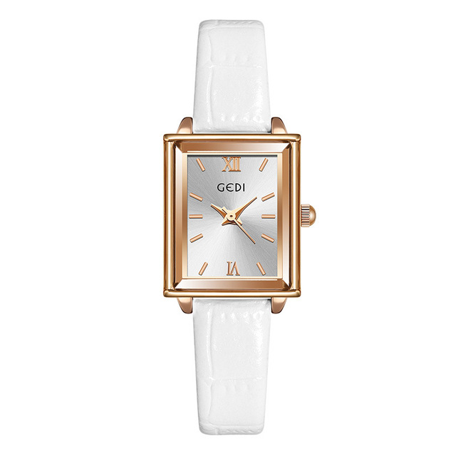 Simple Quartz Watches Women Top Quality Luxury Brand GEDI Leather Wristwatch Rectangle Dial Watch Ladies Dress Accessories