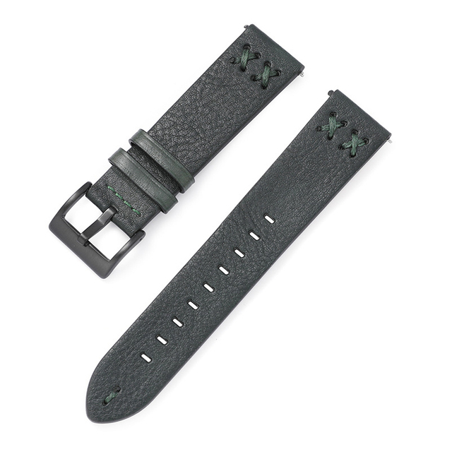 20mm 22mm Leather Watch Strap For Samsung Galaxy Watch 4 42mm 46mm Huawei Watch GT Black Buckle Wrist Watch Strap Bracelet