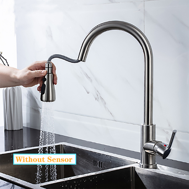 Blacked Kitchen Faucet Single Handle Pull Down White Kitchen Tap Single Hole Brushed Nickel Water Faucets Mixer Tap