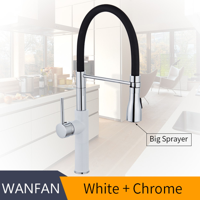 Kitchen Faucets Chrome Kitchen Sink Lever Deck Mount Pull Down Dual Sprayer Nozzle Torneira De Cozinha Mixer Water Taps LK-9910