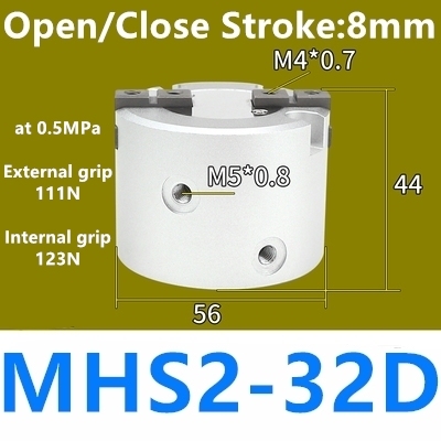 MHS2 MHS3 MHS4 Air Parallel Finger Clutch SameAsSMC Bore 16D/20D/25D/32D/40D/50D mm Double Acting MHS2-16D MHS3-16D MHS4-16D