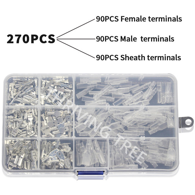 270/135/120pcs 2.8/4.8/6.3mm Insulated Crimp Terminals Seal Electrical Wire Connectors Crimp Terminal Connector Assortment Kit