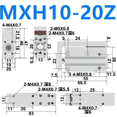 MXH10 Compact Slide Cylinder Same asSMC MXH10-5Z MXH10-10Z MXH10-15Z MXH10-20Z MXH10-25Z MXH10-30Z MXH10-40Z MXH10-50Z MXH10-60Z