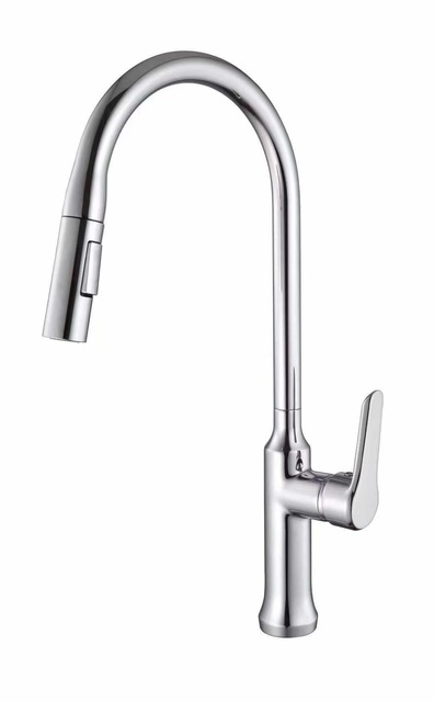 Stainless Steel Pull Out Faucet Hot and Cold Double Tube Rotate Wash Basin Faucet Telescopic Pull Down Kitchen Faucet