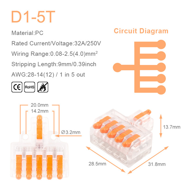 25/50/100pcs Transparent Can Fixed Wire Splitter Universal Compact Connector Terminal Block Cable Fast Splicing Wiring Connector