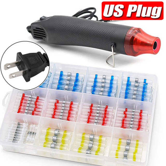 300pcs Waterproof Electric Heat Shrink Butt Terminals Crimp Terminals Weld Sealing Wire Cable Stranding Terminal Kit With Hot Air Gun