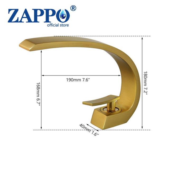 ZAPPO Chrome Polish Stream Solid Brass Wash Basin Design Bathroom Deck Mount Sink Faucet Mixer Black Nickel Brush Tap