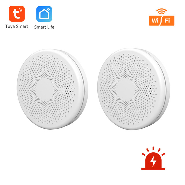 WIFI 2 in 1 Smoke Carbon Monoxide Combo Detector CO Gas Smoke Alarm Sensor 85DB Sound Alarm Tuya Smart Security Alarm System