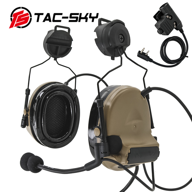 TAC-SKY COMTAC II خوذة حامل سيليكون للأذنين الحد من الضوضاء لاقط التكتيكية سماعة و لاسلكي تخاطب PTT محول U94PTT