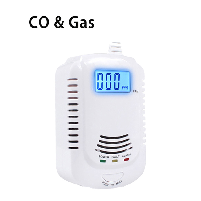 Combination CO Carbon Carbon Monoxide Detector Combustion Sensitive Gas Leak Sensor Auto Detection Failure Fire Alarm EU Plug AC 90V-220V