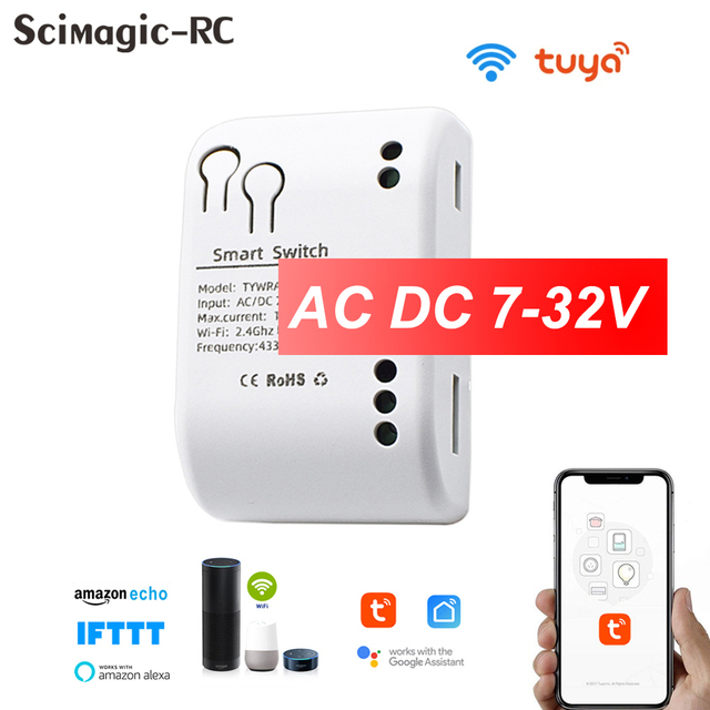 Smart WiFi Light Switch Garage Door Opener Controller 1/2/4 Gang RF 433 Module Tuya App Wireless Remote Control Work with Alexa