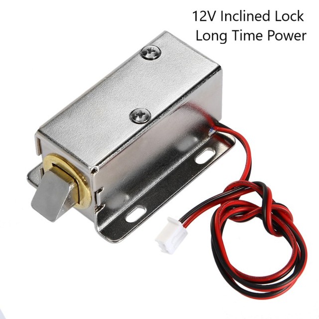 12V 0.8A Electronic Small Cabinet Lock Long Time Power Inclined Spring Bolt Solenoid Drawer Latch