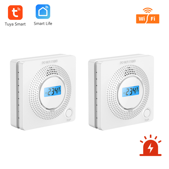 WiFi Carbon Monoxide Sensor Concentration LCD Display 85dB Siren Sound Co-detector Gas Alarm Tuya Smart Security Alarm Sensor