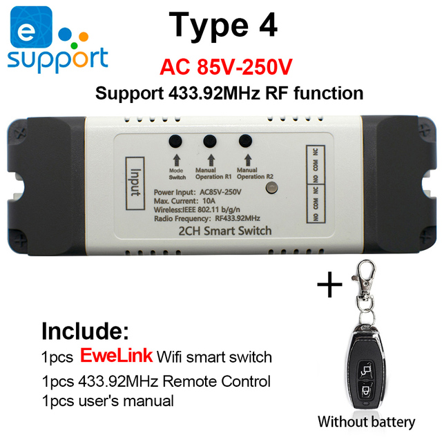 Ewelink APP WiFi 10A Relay Module Self Locking Interlock Remote Key Access Control Work With Google Home Alexa