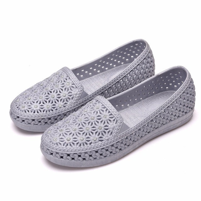 Pofulove Flats Shoes Women Hollow Out Slip On Casual Nursing Shoes Summer Loafers Female Sandals Shallow Beach Breathable Zapatos