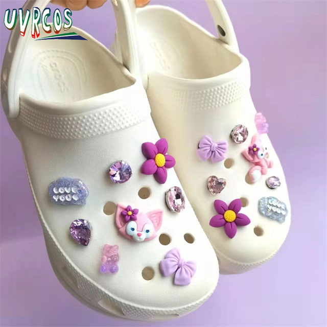 1 Set Handmade DIY Crocs Charms Bling JIBZ Buckle Rhinestone Accessories Metal Chain Clog Garden Shoe Decoration Girls 지지