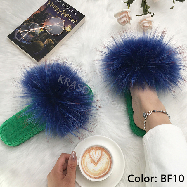 Ladies Slippers Flat Flip Flops Women Shoes Soft Luxury House Platforms Sandals Real Fur Slides Summer Fluffy Fashion Slippers