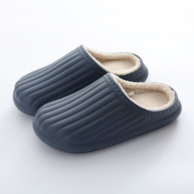 2021 Waterproof Cotton Slippers Thick-soled Plush Winter Warm Home Indoor Slippers Outdoor Slippers Memory Foam For Couples Shoes