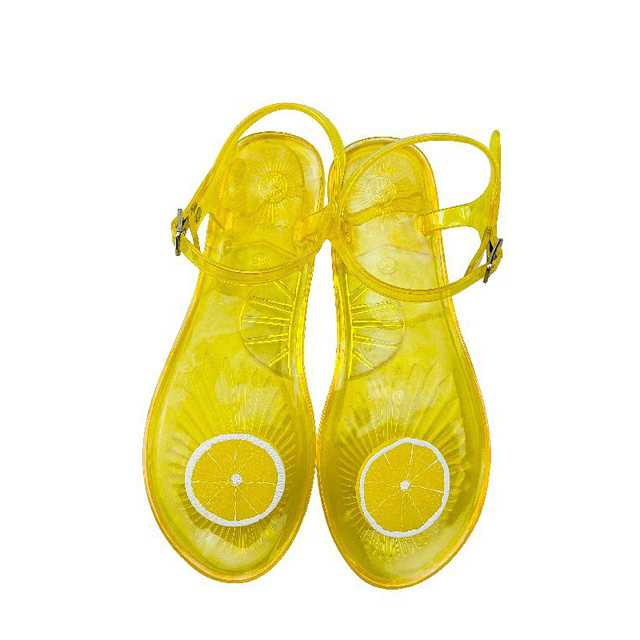 Women Fruit Sandals Transparent PVC Flat Flip Flop Sandal Ladies 2022 Summer Outdoor Fashion Non-slip Buckle Strap Beach Shoes