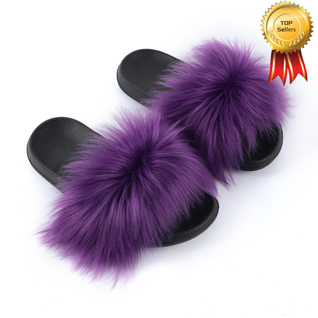 2022 New Summer Slippers Women Fuzzy Slides Fluffy Faux Fur Slippers Flat Furry Sandal Fashion Fur Flip Flop Amazing Woman Shoes