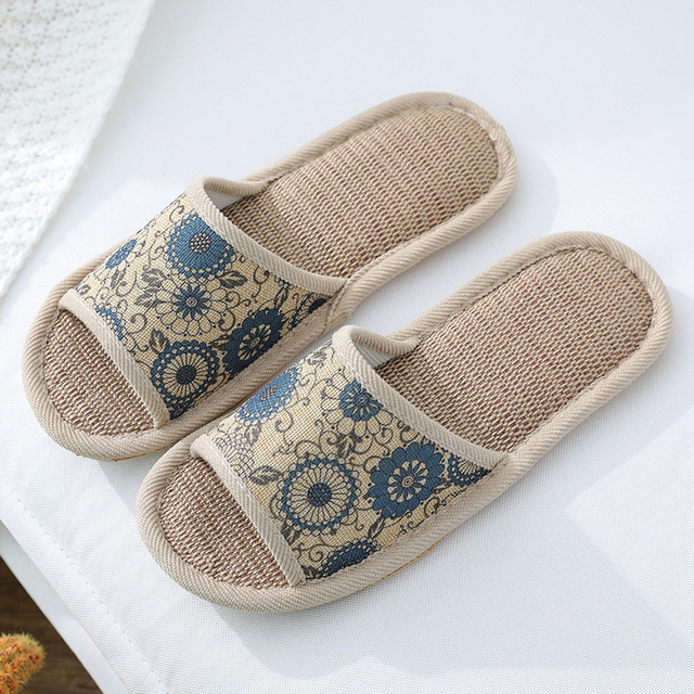 Women Home Slippers Indoor Floor Soft Couple Linen Slippers Bedroom Shoes Ladies Summer New Flex Flip Flops Zapatillas chaus contact