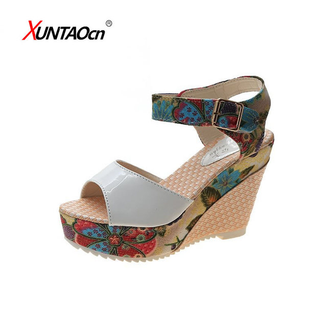 Women Sandals Summer Platform Wedges Casual Shoes Floral Ladies Super High Heels Open Toe Women Slippers Sandalias Zapatos Mujer