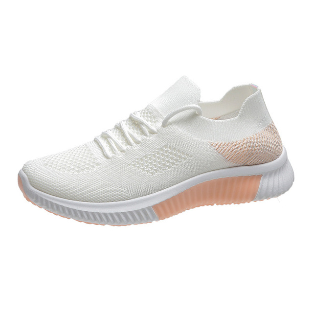 2022 spring sneakers women knitting soft vulcanized flat shoes platform lace-up mesh comfortable ladies casual shoes