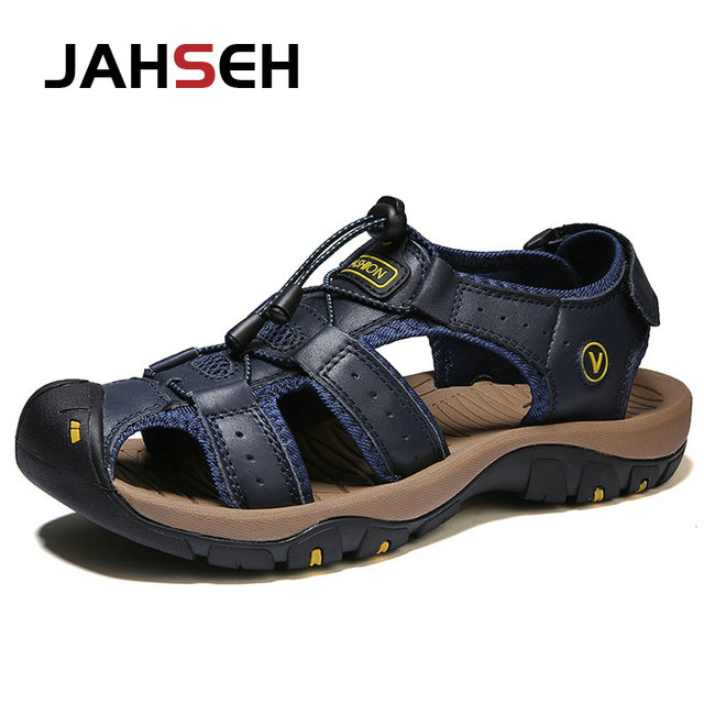 2022 New Genuine Leather Summer Casual Sandals Outdoor Walking Shoes Water Shoes Plus Size Beach Shoes Fashion Soft Slippers