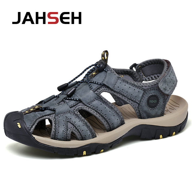 Summer New Outdoor Genuine Leather Men's Casual Sandals High Quality Brand Beach Shoes Fashion Water Shoes Walking Footwear