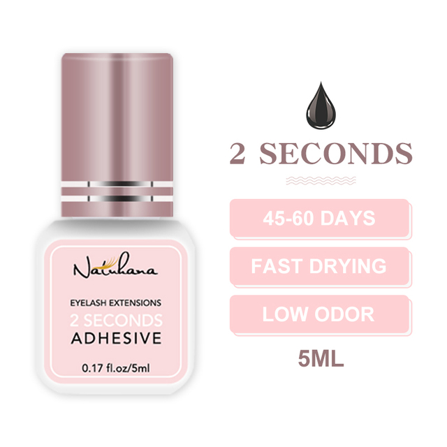 NATUHANA 5ml 1sec Fast Drying Strong False Eye Lash Extension Glue Adhesive Retention 5-7 Weeks Low Smell Mink Eyelash Glue