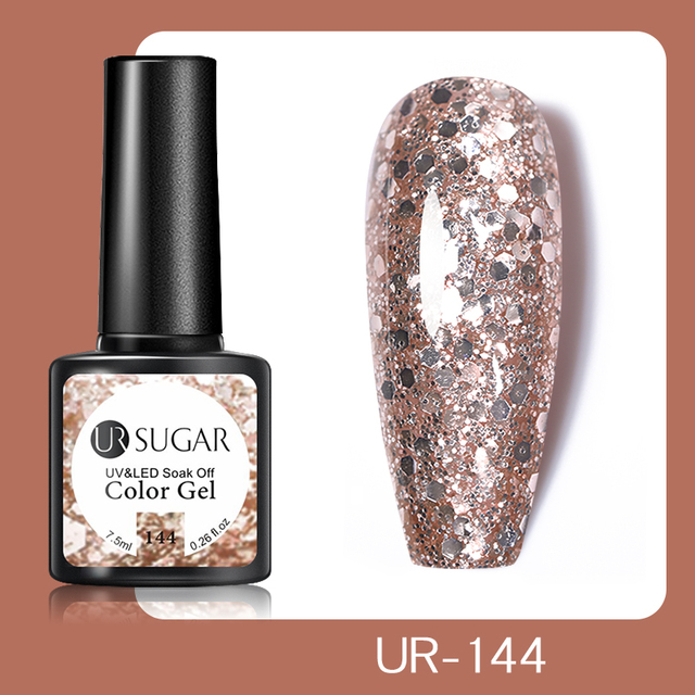 UR SUGAR 7.5ml Glitter UV Gel Polish Bling Sequins Rose Gold Silver Soak Off Manicure Nail UV Gel Polish Lacquer Base