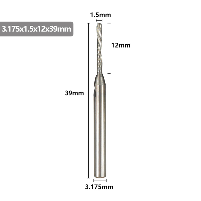 XCAN-آلة قطع كربيد واحدة ، 3.175 مللي متر (1/8 بوصة) ، جهاز التوجيه CNC ، قطر 1-3.175 مللي متر ، لقطع الألومنيوم