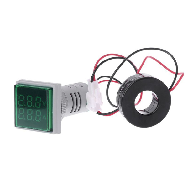 Square LED Digital Dual Display Voltmeter & Ammeter Voltage Gauge Current Meter AC 60-500V 0-100A D18