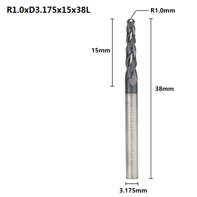 XCAN مستدق الكرة نهاية الأنف مطحنة 1 قطعة R0.25/R0.5/R0.75/R1.0 3.175 مللي متر عرقوب كربيد الخشب النقش بت CNC راوتر بت الطحن القاطع