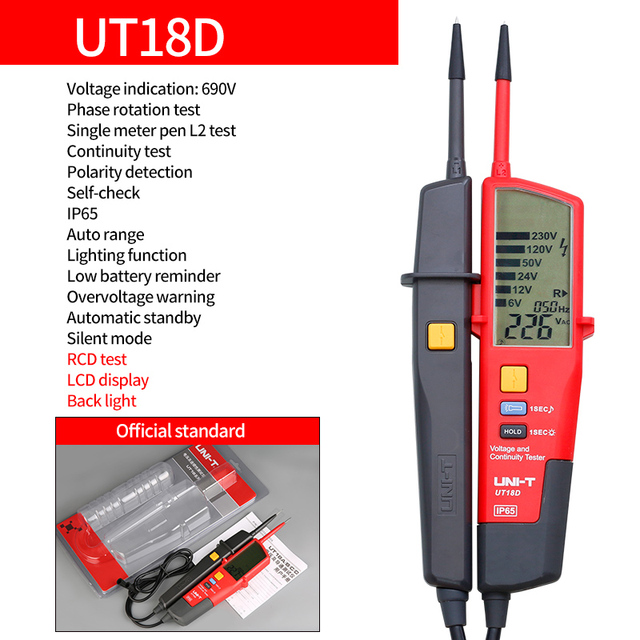 UNI-T UT18A Automatic Range Voltmeter Digital Voltmeter Voltage Test Pen With LED Indicator UT18B UT18C UT18D