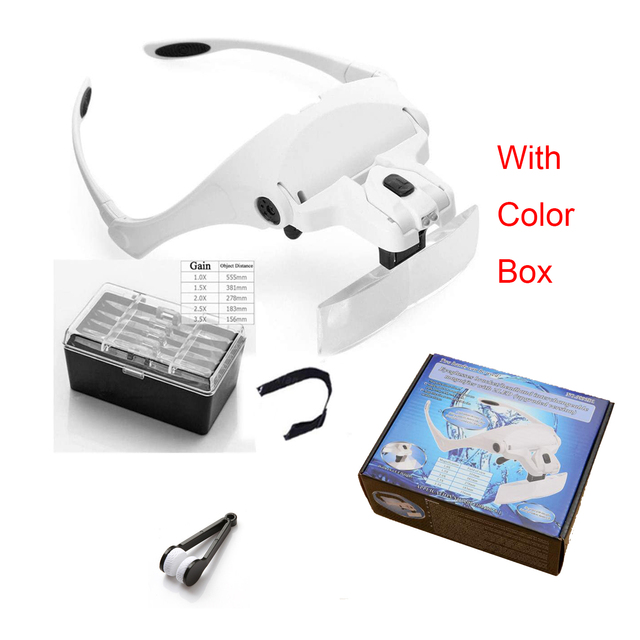 LED Magnifying Glass with Light , LED Magnifying Glass with 5 Adjustable Lenses 1.0x 1.5X 2.0X 2.5X 3.5X