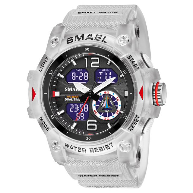 SMAEL 2022 New Men's Watches Dual Time Military Watches 50M Waterproof Men 8007 Shock Resistant Sport Watches Wtach Gifts