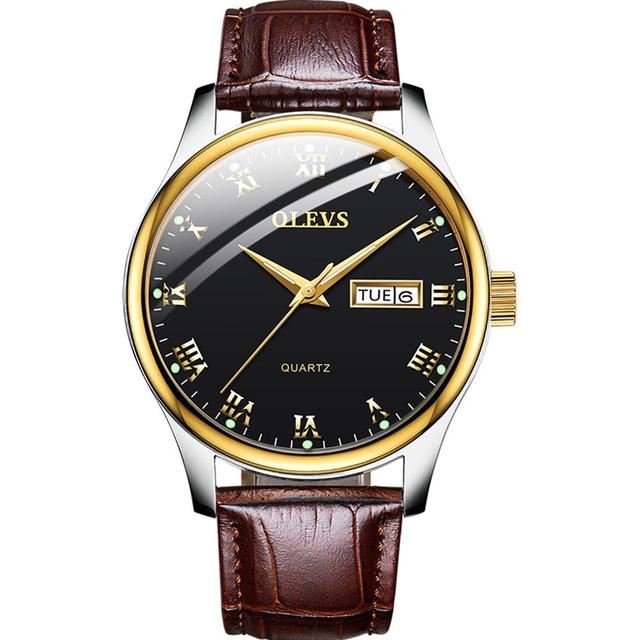 OLEVS Top Brand Classic Men's Quartz Watch Water Resistant Leather Strap Business Popular Casual Men's Watch Date Clock