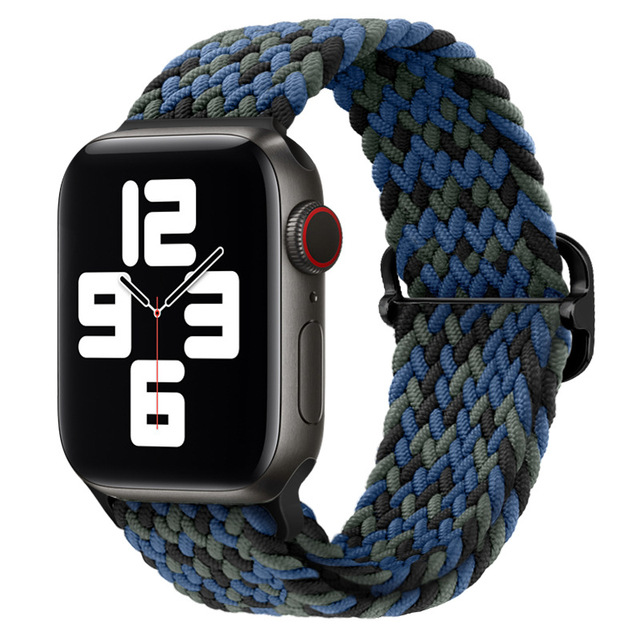 Braided Solo Loop Ring for Apple Watch 44mm 40mm 42mm 38mm Elastic Nylon Fabric Bracelet for iWatch 3 4 5 SE 6 Adjustable Buckle