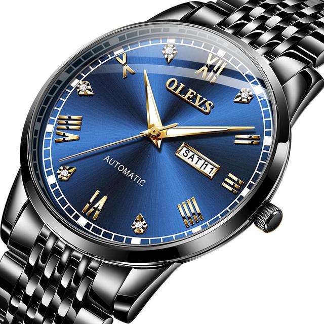 New OLEVS Men's Mechanical Watch Switzerland Wristwatch Business Men Waterproof Steel Strap Automatic Mechanical Watches Gift