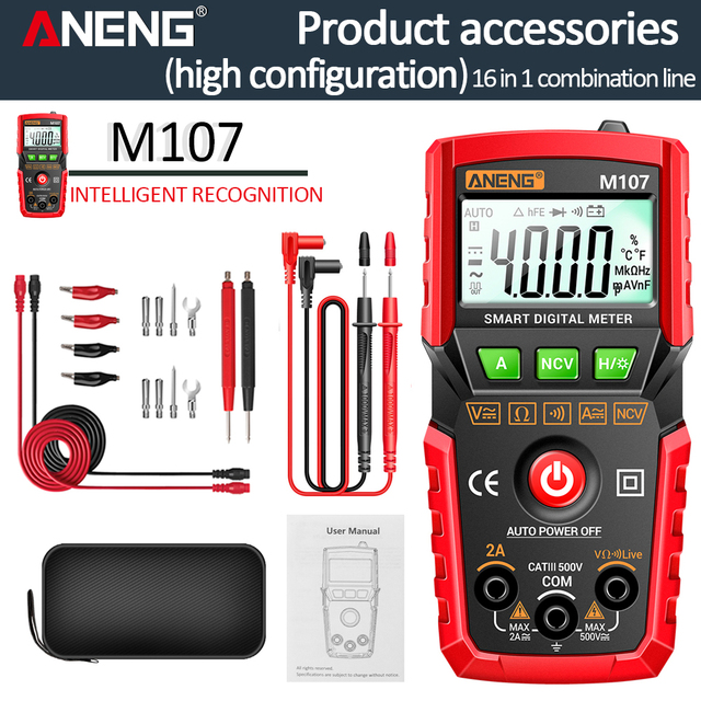 ANENG M107 Mini Digital Multimeter 4000 count Auto tester digital multimeter profesional testeur electrique multimeter test