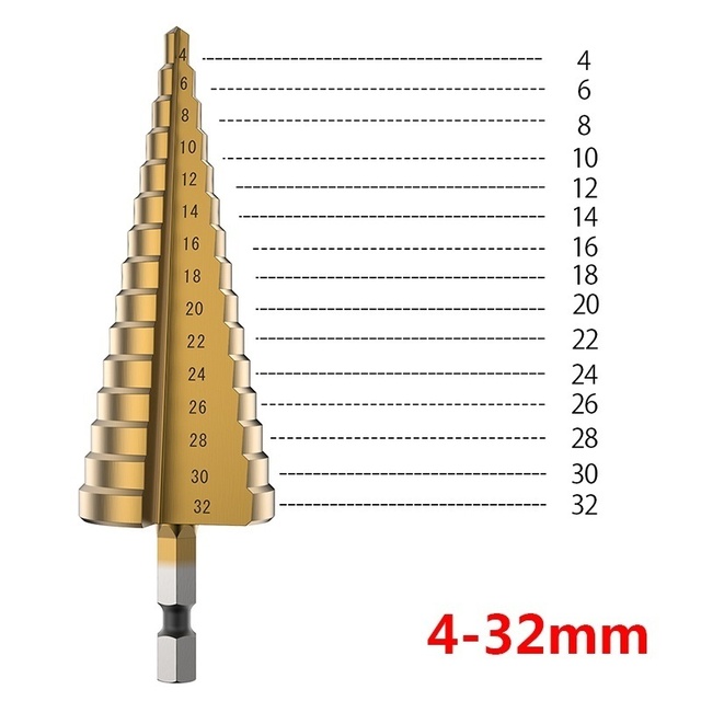 3pcs HSS Titanium Coated Step Drill Bit 4-12 4-20 4-32 Drill Power Tools Metal High Speed ​​Steel Wood Hole Cutter Cone Drill