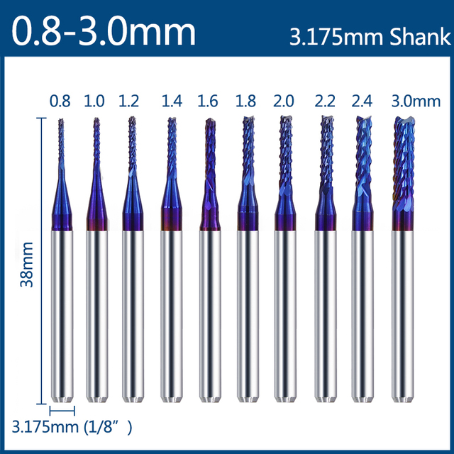 XCAN 1/8'' Shank Milling Cutter CNC Engraving Bit Kit CNC Router Bits Carbide End Mill Woodworking Mining Tools